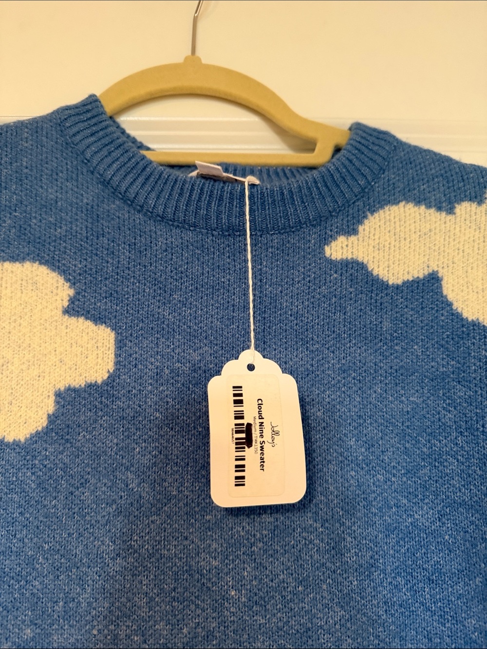 THML Blue Sweater with Cream Cloud Pattern - Picture 3 of 3